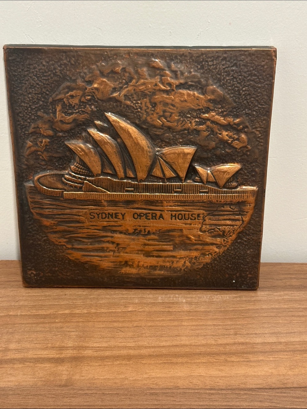 Sydney Opera House Embossed Plaque - Copper Tone size 71/2 square